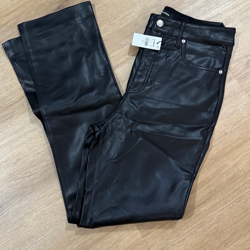 Express Black Faux Leather Trousers